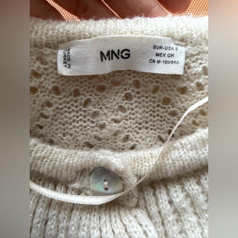 MANGO Openwork Baby Doll Neck Cardigan in size Small - Picture 16 of 16